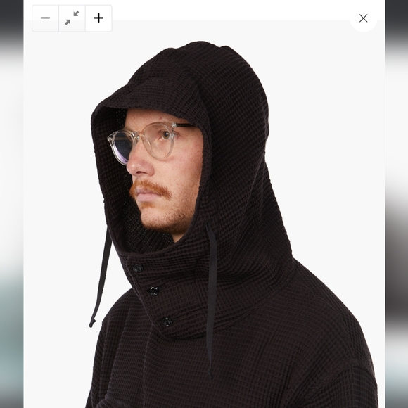 Engineered Garments New York Cotton Cagoule Shirt Black Waffle M - Picture 4 of 7